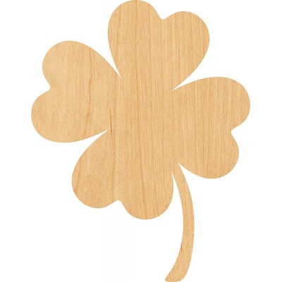 Four Leaf Clover Laser Cut Out Wood Shape Craft Supply 4 Inch - BFBIL36YZ