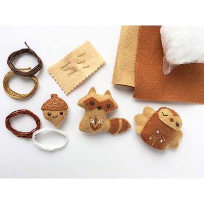 Raccoon and Owl mini felt woodland animals plush DIY craft kit - BMM1IBM1Y
