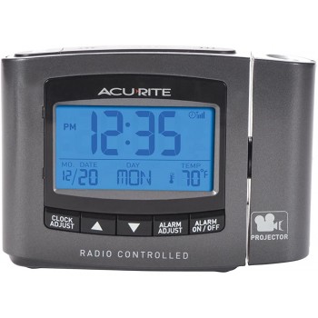 AcuRite 13239A1 Atomic Projection Clock with Indoor Temperature Gray 0.9 - BPE40B78Q