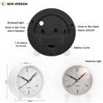 Analog Alarm Clock 4 Inch Round Alarm Clock Non Ticking Battery Operated and Light Function Super Silent Alarm Clock Simple Stylish Design for Desk Bedroom - BAS6M7YAL
