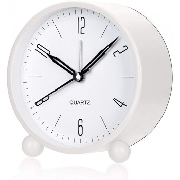 Analog Alarm Clock 4 Inch Round Alarm Clock Non Ticking Battery Operated and Light Function Super Silent Alarm Clock Simple Stylish Design for Desk Bedroom - BAS6M7YAL