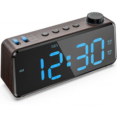Digital Alarm Clock Radios for Bedroom 0-100% Dimmer FM Radio with Sleep Timer Dual Alarms Weekday Weekend USB Charging Port Battery Backup Snooze Simple to Set for Teens Elderly - BL6PUNBSX