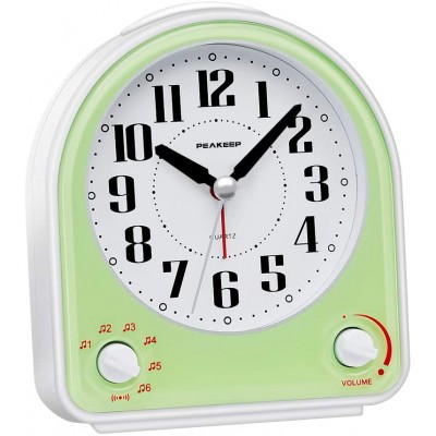 Peakeep Non-Ticking Silent Alarm Clock Optional 7 Wake-up Sounds with Volume Control Nightlight and Snooze AA Battery Operated and Included Green - BJV32YH4Q