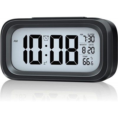 WulaWindy Led Display Digital Alarm Clock Battery Operated Smart Night Light Easy Operation Clock for Kids Heavy Sleepers Bedroom Clock Black - B9HG6XXCJ