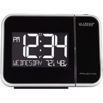 La Crosse Technology 616-1412 Projection Alarm Clock with Indoor Temperature 5.90" L x 2.30" W x 4.40" H Black - BAQCWHP7C