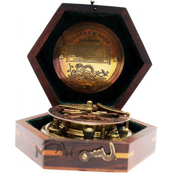 MAH Solid Brass Sundial Compass with Box Vintage Gift Sundial Clock Sun dial in Box Gift Sun Clock Ship Replica Birthday Gift, Magnetic Sundial Clock for Christmas. C-3060 - BMC6LWY97