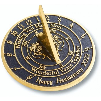 The Metal Foundry Sundial ‘Wonderful Years’ 2022 Recycled Solid Brass UK Manufactured Present Home Décor Or Garden Idea for Him Her Parents Grandparents Friends Or Couple - B5BDW16YG