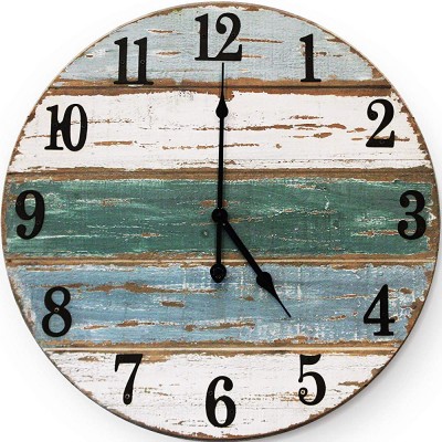 Large Beach Clock 18” | Handmade with Big Iron Numbers – Nautical & Easy to Read by WallCharmers - BTKK5WX5P