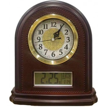 Beesealy Table Clock Retro Fireplace Clock 10 Inch Vintage Table Clock Used for Living Room Decoration Silent Suitable for Office Desk Mantel Imitation Wood Color - BEBQK2ZPF