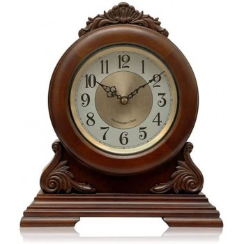 Mantel Clocks with Silent Movement Battery Operated Vintage Table Clock for Living Room Kitchen Office & Home Décor Brown Color : Brown - B89FKTTDG