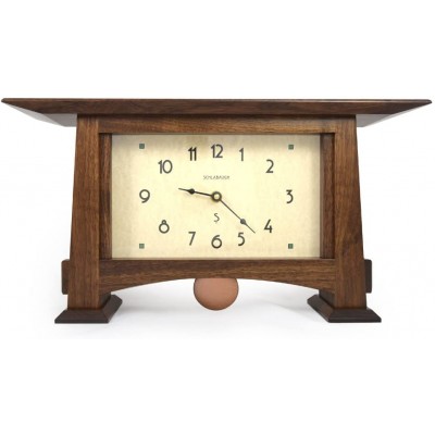 Modern Artisans American-Made Craftsman-Style Walnut Mantel Shelf Clock with Pendulum 18" - B8XHOBC50