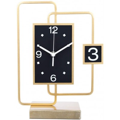 YUHUAWF Table Clock Metal Frame Table Clock Now Living Room Decoration Mute Table Clock Desktop Clock Fashion Desktop Pendulum Clock Clear Numbers Decor Clocks Size : Large - B5O7GM4HM