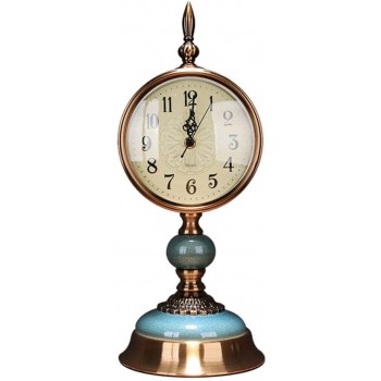 YUHUAWF Table Clock Retro Ceramic Ice Crack Desk Clock Table Clock Living Room Clock Ornaments Light Luxury Creative Retro Silent Clock Decor Clocks - B9VJLI6SV