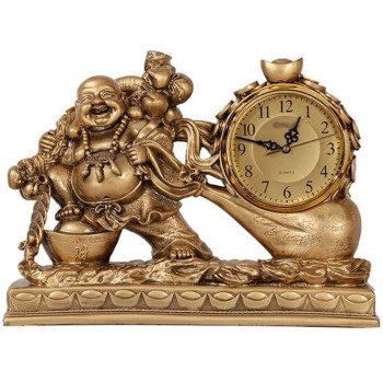 YUHUAWF Table Clock Table Clock Chinese Style Table Clock Household Brass Table Clock Living Room Bedroom Decoration Desktop Lucky Ornament Table Clock Decor Clocks Size : A - BCY072B9L
