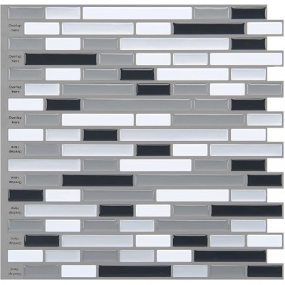 Art3d 10-Piece Stick on Backsplash Tile for Kitchen Bathroom 12" x 12" Gray-White Tile - BIUJUQ172
