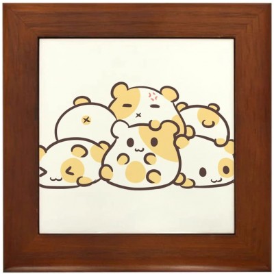 CafePress Kawaii Hamster Pile Framed Tile Framed Tile Decorative Tile Wall Hanging - BSNTE0V1F
