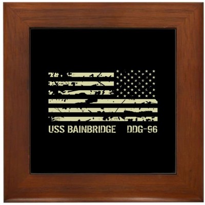 CafePress USS Bainbridge Framed Tile Framed Tile Decorative Tile Wall Hanging - BJ7NVKGMN
