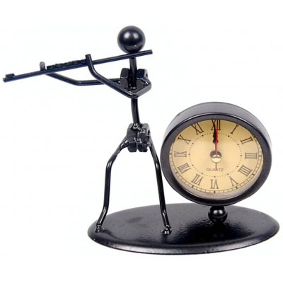 Classic Vintage Old Fashion Iron Art Musician Clock Figure Ornament for Home Office Desk Decoration Gift C63 Flute - BMMFIN1GN