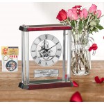 Engraved Gear Davinci Clock Glass Mantel Silver Engraved Plate Retirement Gift Birthday Employee Coworker Service Award Wedding Anniversary - BL9POXM6M
