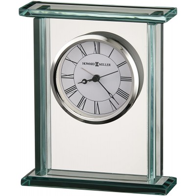 Howard Miller Cooper Table Clock 645-643 – Beveled Glass Panels Glass Crystal Timepiece Black Hands & Roman Numerals Modern Home Décor Quartz Movement - BMZ4YULIB