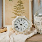 NIKKY HOME Metal Table Clock Shelf Desk Top Clock Battery Operated Classic Home Decor for Fireplace Mantel Desktop Countertop Gold - B6EA4ENI6