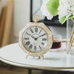NIKKY HOME Metal Table Clock Shelf Desk Top Clock Battery Operated Classic Home Decor for Fireplace Mantel Desktop Countertop Gold - B6EA4ENI6