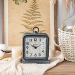 NIKKY HOME Vintage Table Clock Shelf Desk Top Clock Battery Operated Rustic Design Chic Home Decor for Fireplace Mantel Desktop Countertop Antique Turquoise - BUUW7A0HM