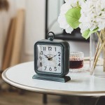 NIKKY HOME Vintage Table Clock Shelf Desk Top Clock Battery Operated Rustic Design Chic Home Decor for Fireplace Mantel Desktop Countertop Antique Turquoise - BUUW7A0HM