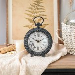 NIKKY HOME Vintage Table Clock Shelf Desk Top Clock Battery Operated Rustic Design Chic Home Decor for Fireplace Mantel Desktop Countertop Black - BU3A7F0IY
