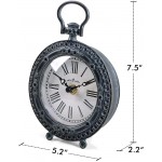 NIKKY HOME Vintage Table Clock Shelf Desk Top Clock Battery Operated Rustic Design Chic Home Decor for Fireplace Mantel Desktop Countertop Black - BU3A7F0IY