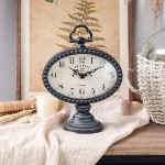 NIKKY HOME Vintage Table Clock with Beads Shelf Desk Top Clock Battery Operated Rustic Design Chic Home Decor for Fireplace Mantel Desktop Countertop Antique Turquoise - BDY8VU63H