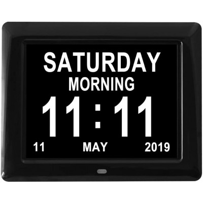 [Remote Control] 12 Alarms Day Calendar Clock Extra Large Day and Date Time Dementia Impaired Vision Clocks Perfect for Seniors Elderly - BULNJGBVA