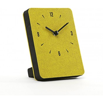 thehaki Sandwich Clock Mini Rectangular Silent Quartz Non-Ticking Simple Light Colorful Table Clock Mini Felt Yellow Green - BANU1AY23