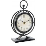 Vintage Metal Table Clock on Stand,Decorative Desk and Shelf Clock,Rustic Black Mantel Clock for Kitchen,Living Room 5.7 x 2.55 x 9.25 - BDAUP4ETN