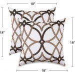 H.VERSAILTEX Original Velvet Cushion Covers 18x18 Throw Pillow Covers for Living Room Set of 2 Luxury Solid Modern Decorative Pillows for Chair Sofa Couch Bed Taupe and Brown Geo Pattern - BGN3P80DO