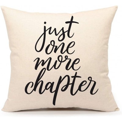 Just One More Chapter Throw Pillow Case Cushion Cover Book Lovers Linen 18 x 18 Inch - BOKQC85LN