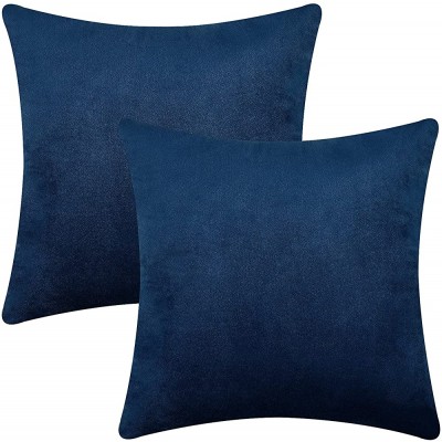Yastouay 2 Pack Throw Pillow Covers Navy Blue Decorative Pillow Covers Solid Sofa Pillows Soft Velvet Pillow Case Square Accent Cushion Covers for Sofa Couch Bed Chair 18 x 18 Inches - BMY0HYHBM