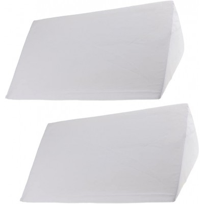 2 Pieces Multi Purpose Foam Wedge Pillow Bed Support Elevation Cushion White 20x10x5.5 inch - BQFFNY6MP