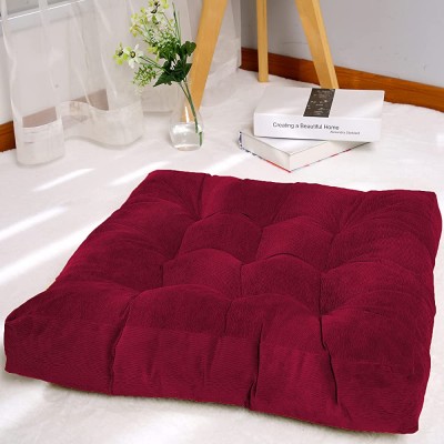bilkoivn Square Meditation Pillow for Seating on Floor Solid Thicken Futon Pillow Seat Tatami Floor Cushion for Yoga Corduroy Chair Pad Adults & Kids 22x22 Inch Wine Red - BJAXWS8FP