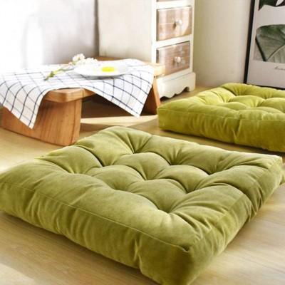 EGOBUY Solid Square Seat Cushion Floor Pillow Tufted Thicken Sitting Pillows for The Floor Chair Pad for Tatami Meditation Office Kitchen Chair Bench Sofa 22x22 Inch 55x 55 cm Green - B07YO0J7Q