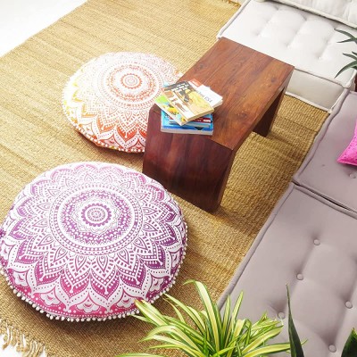 Eyes of India 32" Purple Pink Round Colorful Floor Meditation Pillow Cover Cushion Seating Throw Mandala Hippie Bohemian Beach Indian Boho Dog Bed Cover ONLY - B7QX71QBD