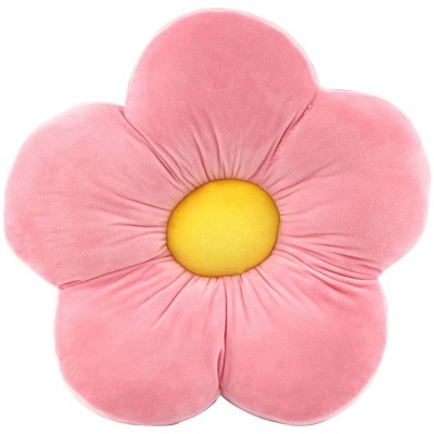 Flower Shaped Floor Pillow Flower Plush Seating Cushion Oversized Throw Cushion for Reading Bed Room Watching TV Pink Small 20 inches - BIE2ECOB6