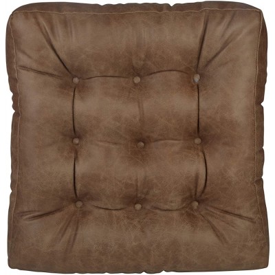 Klear Vu Gripper Non-Slip Tufted and Extra Thick Square Cushion for Meditation and Yoga-Large Floor Pillow for Sitting 21”x21” 1 Count Pack of 1 Brown Faux Leather - BHLVKUAN0