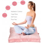 Large Square Floor Cushions,Thickened Protable Velvet Tatami Chair Cushion for Yoga Meditation Cushion Pillow with Handle-Pink 43x43cm17x17inch - BCGXPTRMK