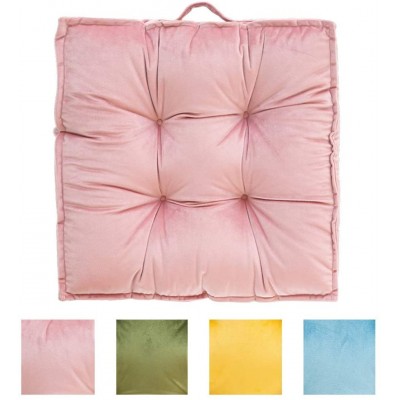 Large Square Floor Cushions,Thickened Protable Velvet Tatami Chair Cushion for Yoga Meditation Cushion Pillow with Handle-Pink 43x43cm17x17inch - BCGXPTRMK