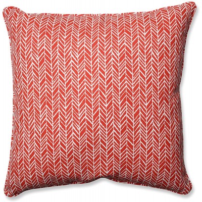 Pillow Perfect Outdoor Indoor Herringbone Tomato Floor Pillow 25" x 25" Red - B0L05KPZY