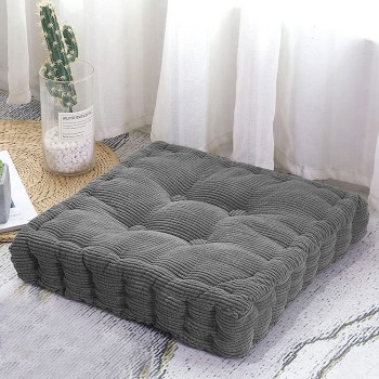 Square Floor Pillow Thick Cushion Meditation Pillows for Adults & Kids Bedroom Balcony Car Office Patio Sofa Reading Nooks Large Outdoor Indoor Tatami Chair Seat Cushion 20"×20" Grey - BUNXRKEZ6