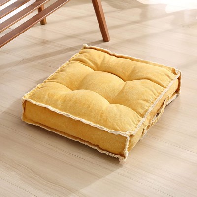 Verpert Square Thick Floor Seating Cushions,Solid Thick Tufted Cushion Meditation Pillow for Sitting on Floor Tatami Pad for Guests or Kids Reading Nook,Yoga Living Room Sofa Balcony OutdoorYellow - BL0Z0LEB4