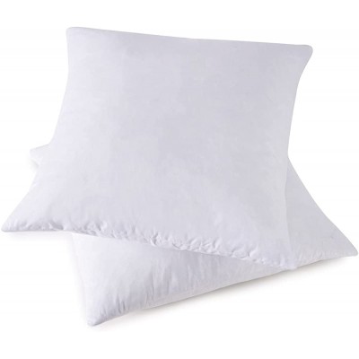HOMESJUN Throw Pillow Inserts Set of 2 Down Feather Pillows Inserts Bed and Couch Pillows 100% Cotton Cover 18x18 Inches - BE9DI55YB