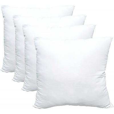 Obruosci Luxury Set of 4 Throw Pillow Inserts 18 x 18 Hypoallergenic Ultra Soft White Polyester Microfiber Durable Couch Cushion Fillers - BG94MRD6G